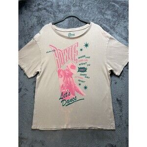 David Bowie "Let's Dance" Graphic Tee Beige Tan Rock Band Shirt Size Small